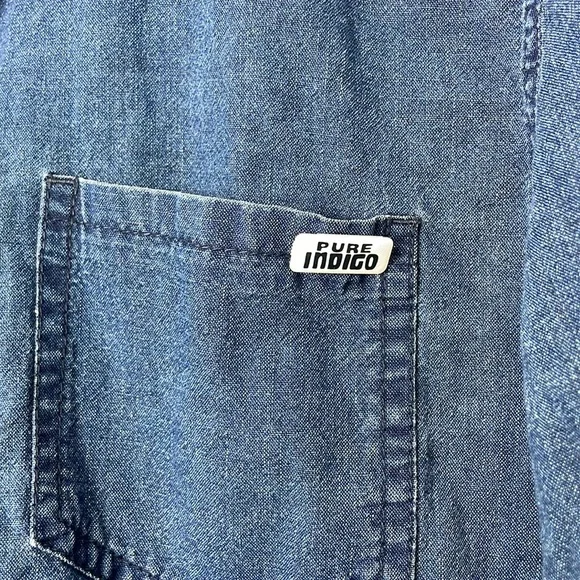 Jack And Jones Originals Indigo Denim Button-Up Shirt Embroidered Slim Fit Sz M - Picture 5 of 12